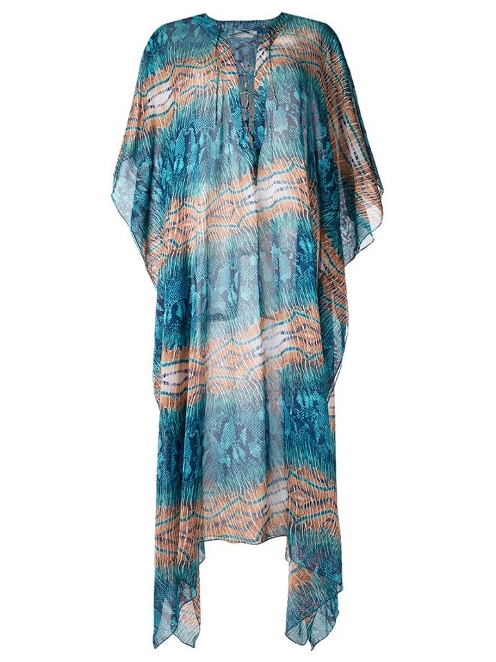 Brigitte Printed Beach Dress, Women's, Size: Medium, Blue, Silk