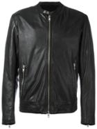 S.w.o.r.d 6.6.44 Zipped Leather Jacket, Men's, Size: 52, Black, Cotton/leather/polyester