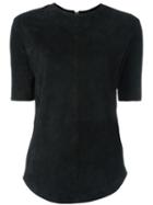 Balmain Curved Hem T-shirt, Women's, Size: 38, Black, Lamb Skin
