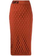 Fendi Yarn Mesh Effect Pencil Skirt - Orange