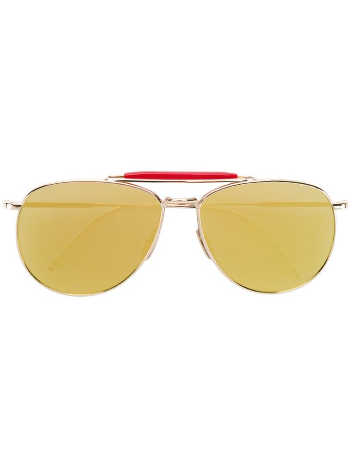 Thom Browne Eyewear Mirrored Aviator Sunglasses - Metallic