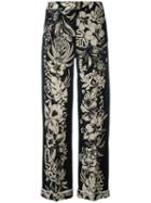 Valentino - Floral Print Trousers - Women - Virgin Wool - M, Black, Virgin Wool