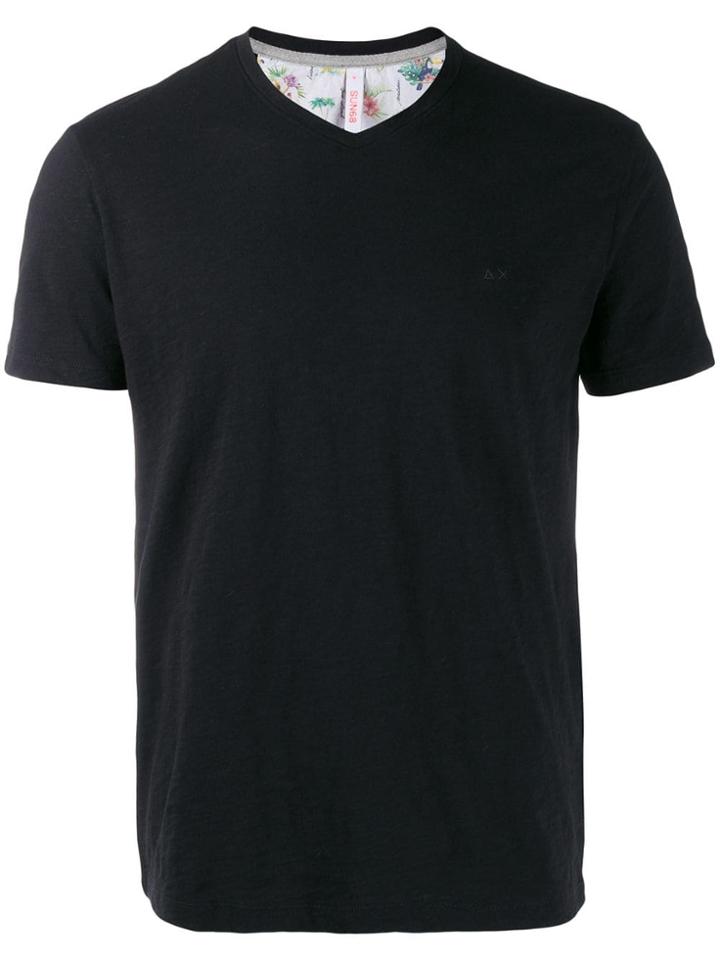 Sun 68 Embroidered Logo T-shirt - Black