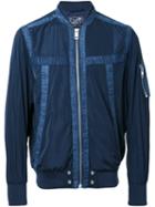 Diesel Denim Stripe Bomber Jacket, Men's, Size: Medium, Blue, Cotton/polyester