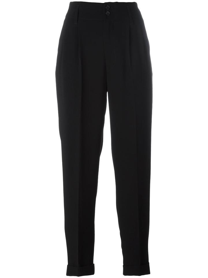 Aspesi - Cropped Straight Leg Trousers - Women - Polyester/triacetate - 40, Black, Polyester/triacetate