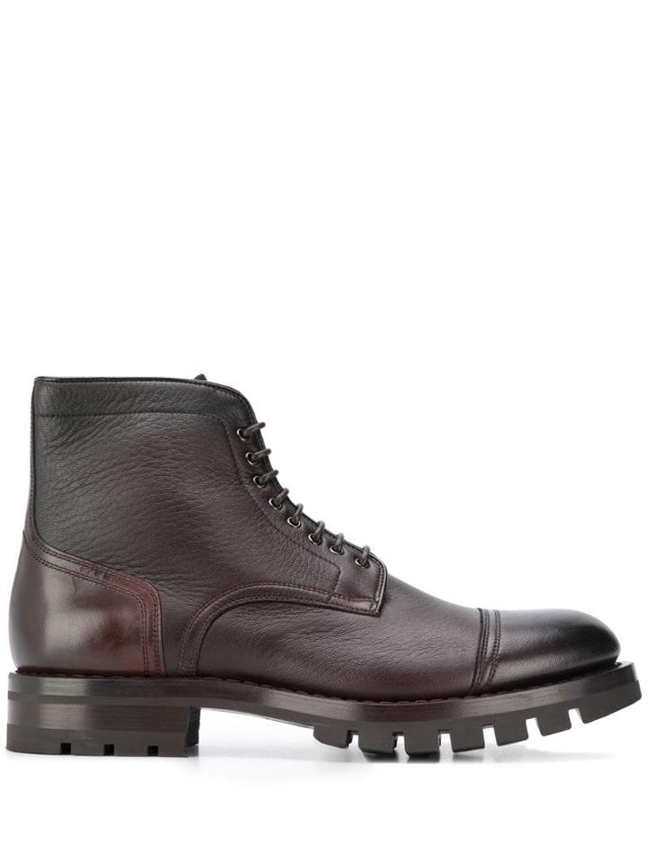 Santoni Lace Up Ankle Boots - Brown