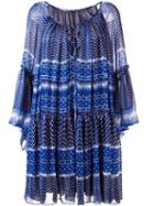 Plein Sud Peasant Dress, Women's, Size: 36, Blue, Silk/polyamide/acetate