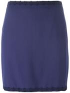 Romeo Gigli Vintage Embroidered Trim Skirt, Women's, Size: 42, Blue