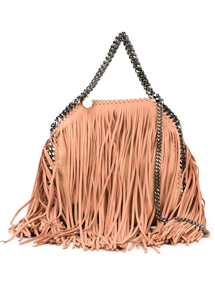 Stella Mccartney Mini 'falabella' Fringed Tote, Women's, Pink/purple