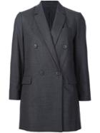 Brunello Cucinelli Double Breasted Blazer, Women's, Size: 40, Grey, Spandex/elastane/wool