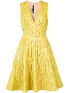 Elie Saab - Textured Flared Dress - Women - Cotton/polyamide - 36, Yellow/orange, Cotton/polyamide