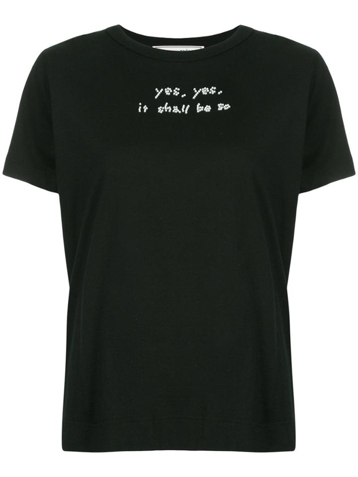 Tu Es Mon Trésor Slogan Embellished T-shirt - Black