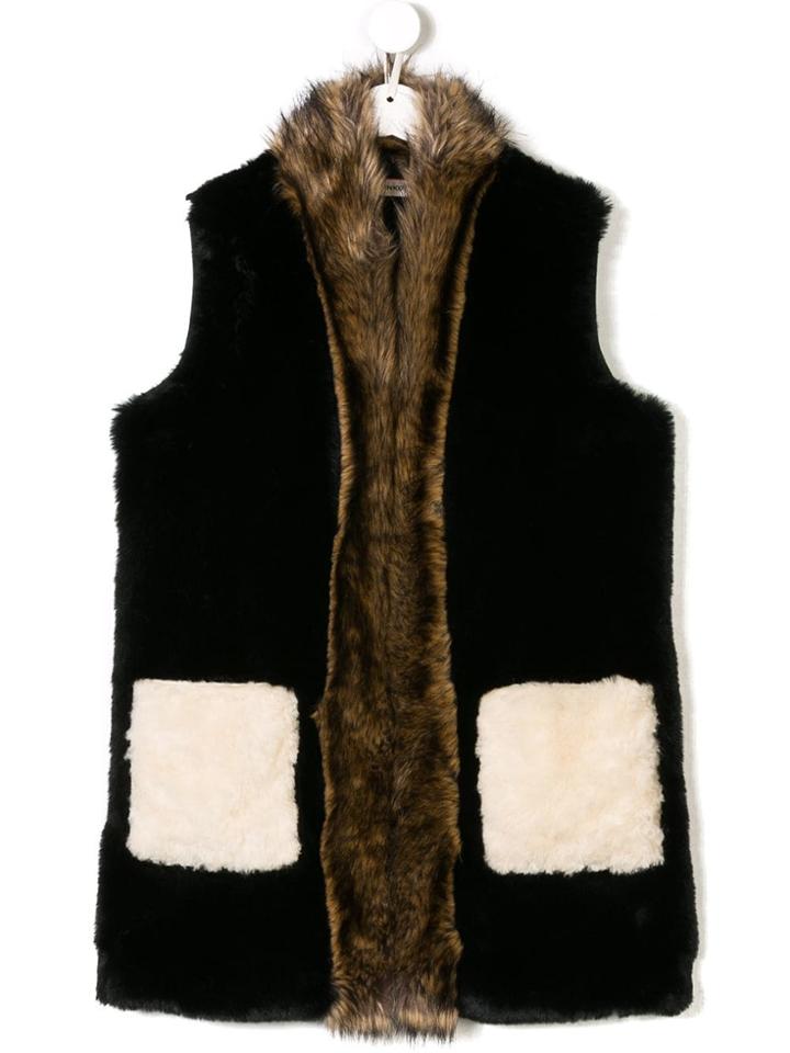 Pinko Kids Teen Faux Fur Gilet - Black