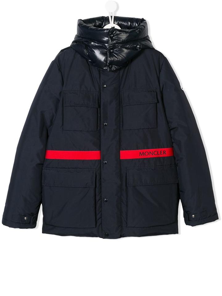 Moncler Kids Teen Hooded Padded Coat - Blue