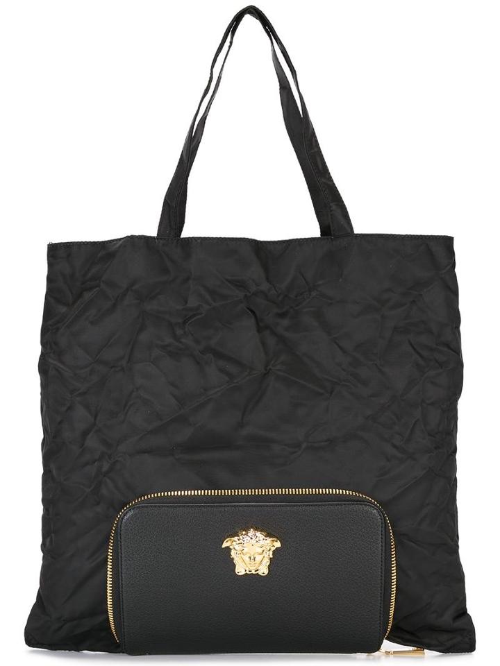 Versace Palazzo Medusa Tote With Detachable Clutch, Men's, Black, Nylon/calf Leather