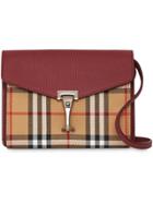 Burberry Mini Leather And Vintage Check Crossbody Bag - Red