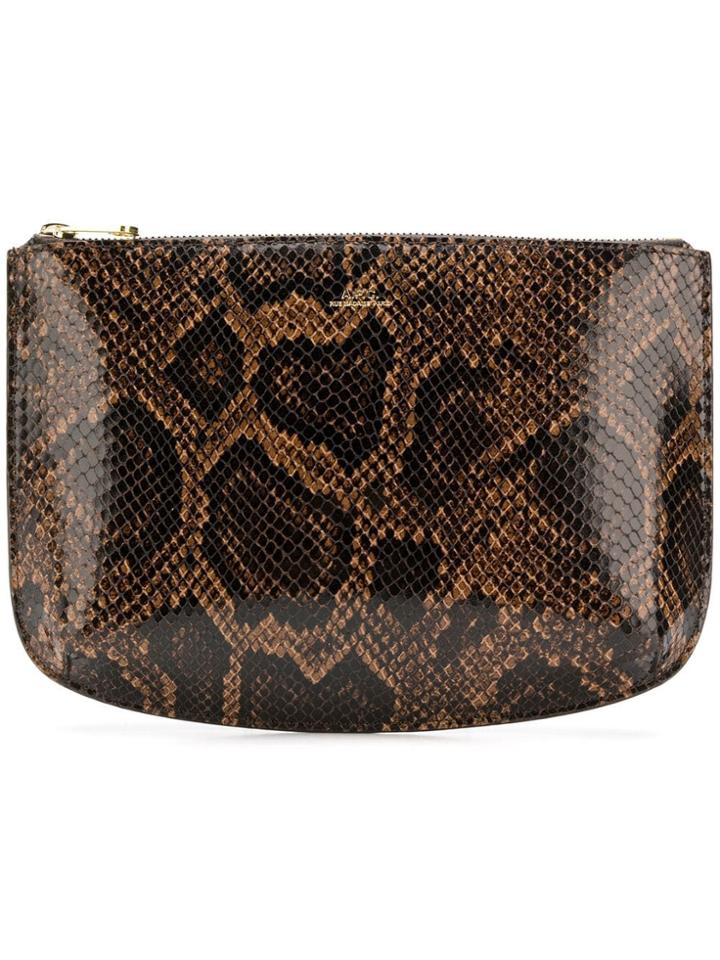 A.p.c. Snakeskin Printed Clutch - Brown