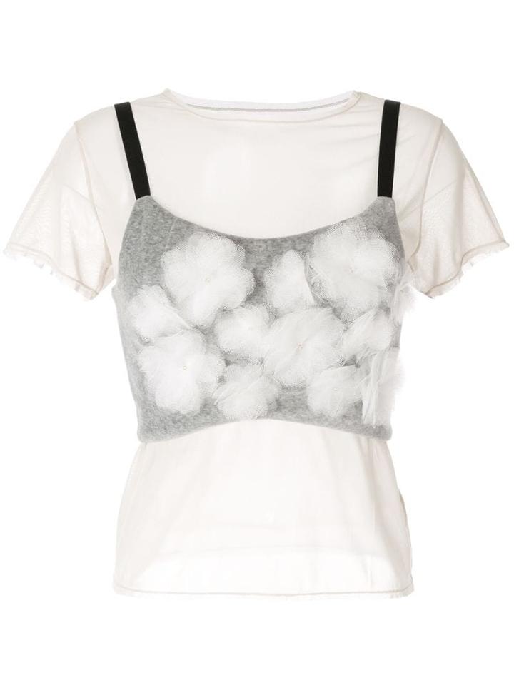 Tu Es Mon Trésor Tulle Camisole With Mesh T-shirt - Grey