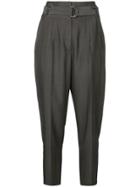 Luisa Cerano Belted Tailored Trousers - Grey