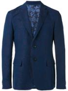 Etro Jacquard Blazer, Men's, Size: 52, Blue, Cotton/linen/flax/viscose/cupro