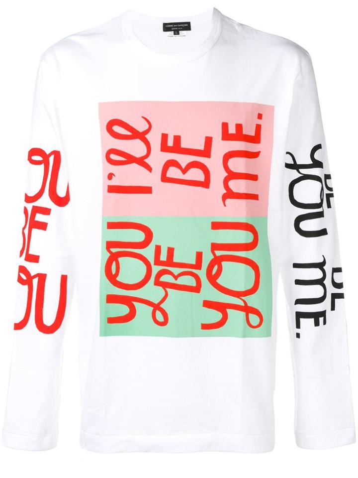 Comme Des Garçons Homme Plus Printed Crew Neck Jumper - White