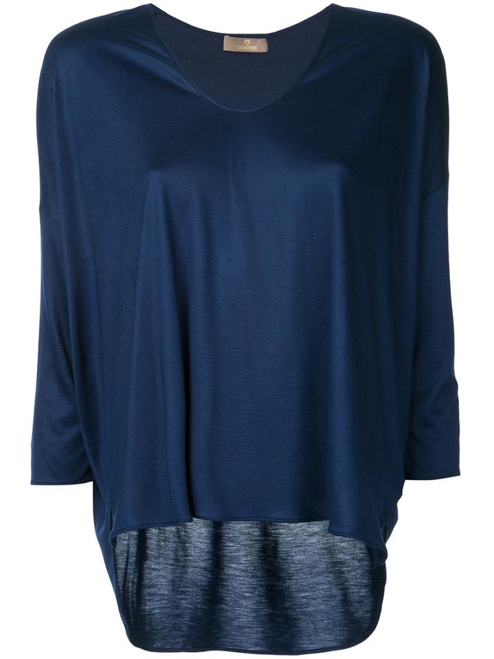 Cruciani - Three-quarters Sleeve Blouse - Women - Viscose - 42, Blue, Viscose