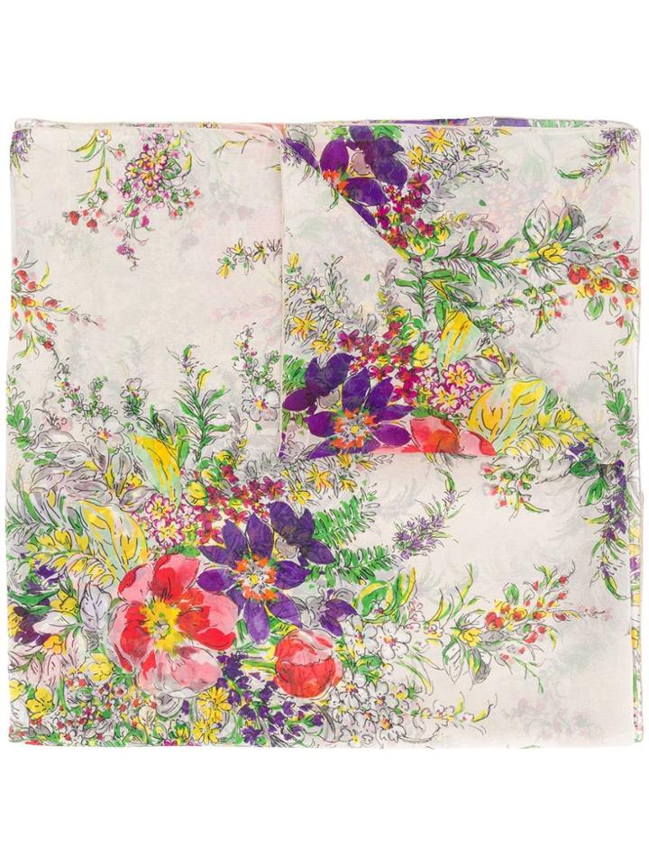 Blumarine Floral Print Scarf - Neutrals