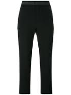 Chloé Contrast Stitch Cropped Trousers, Women's, Size: 34, Black, Silk Crepe/acetate/viscose/linen/flax