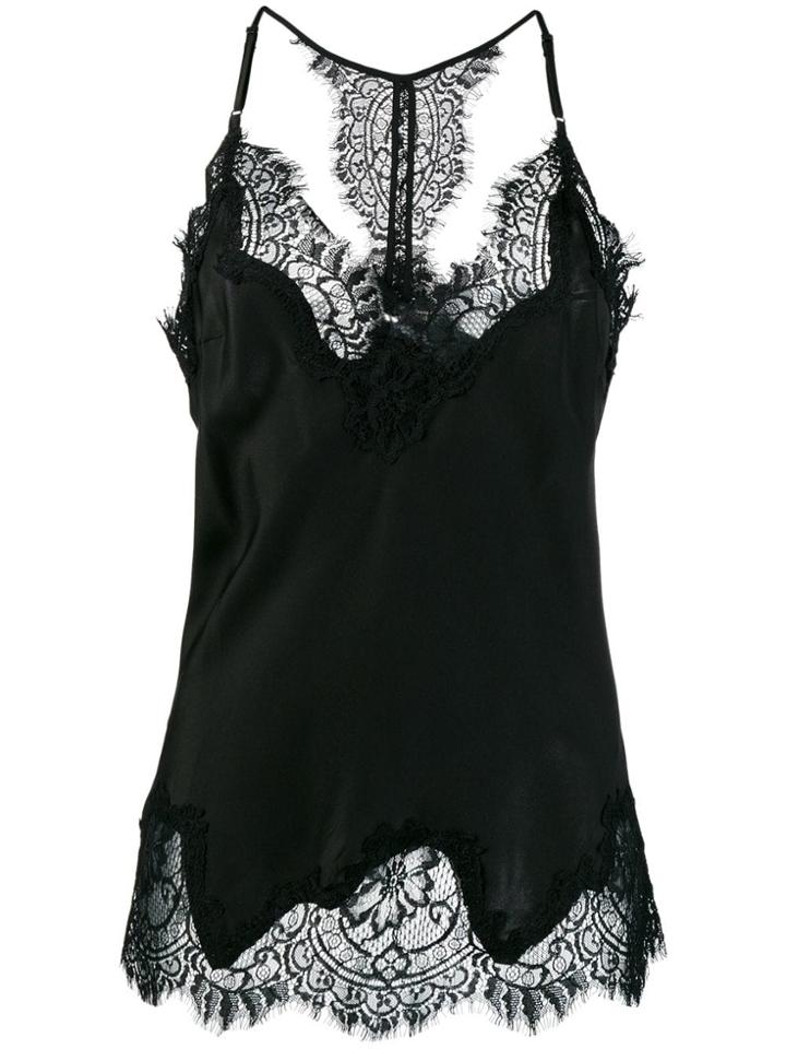 Gold Hawk Lace Trim Top - Black
