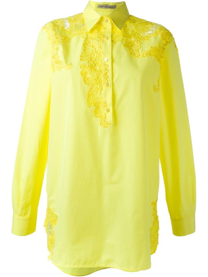 Ermanno Scervino Lace Detail Shirt, Women's, Size: 42, Yellow/orange, Cotton