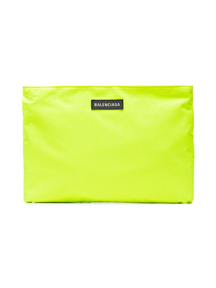Balenciaga Yellow Neon Explorer Logo Pouch - Yellow & Orange