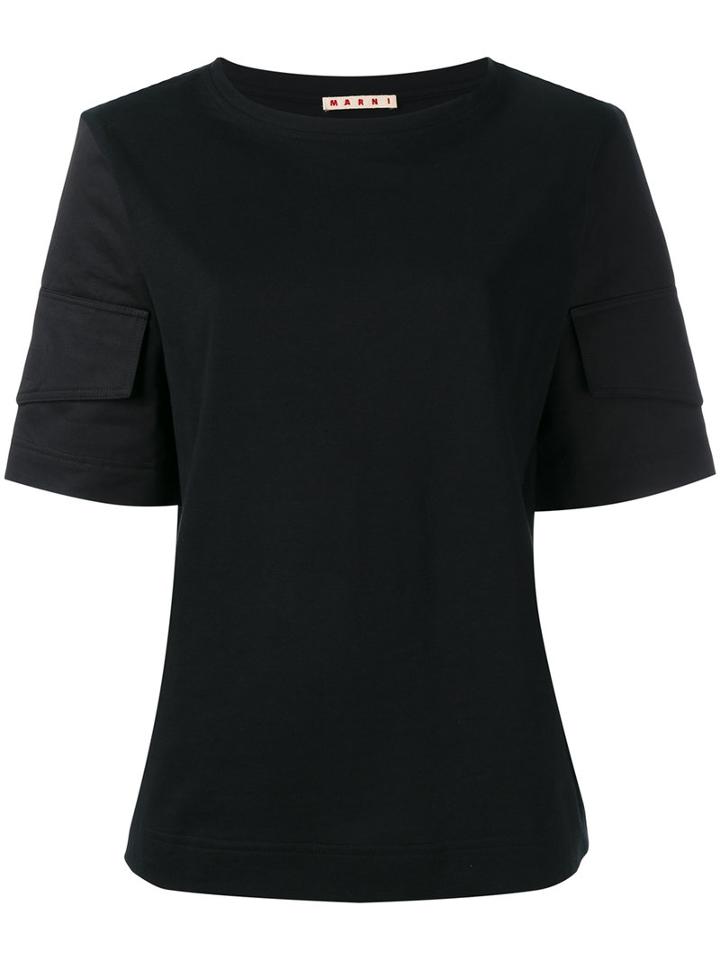 Marni Pocket Sleeve T-shirt, Women's, Size: 42, Black, Cotton/linen/flax