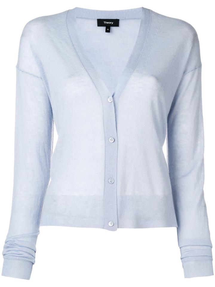 Theory Classic Fitted Cardigan - Blue