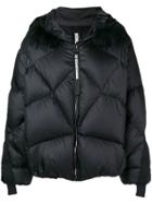 As65 Fox Fur Hooded Short Coat - Black