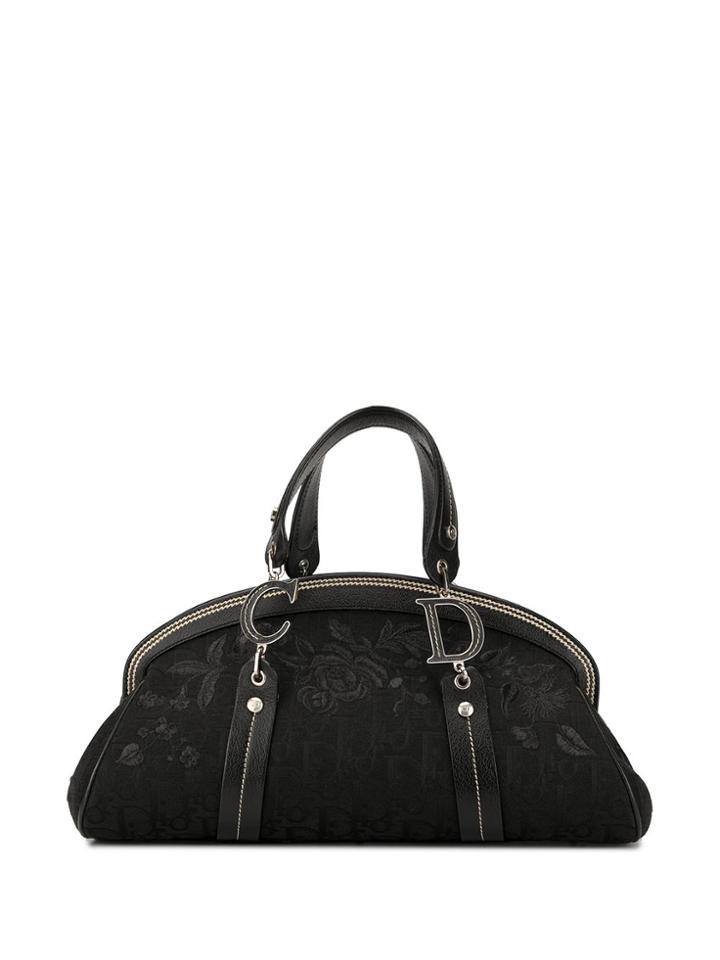 Christian Dior Pre-owned Rose Embroidery Trotter Tote - Black