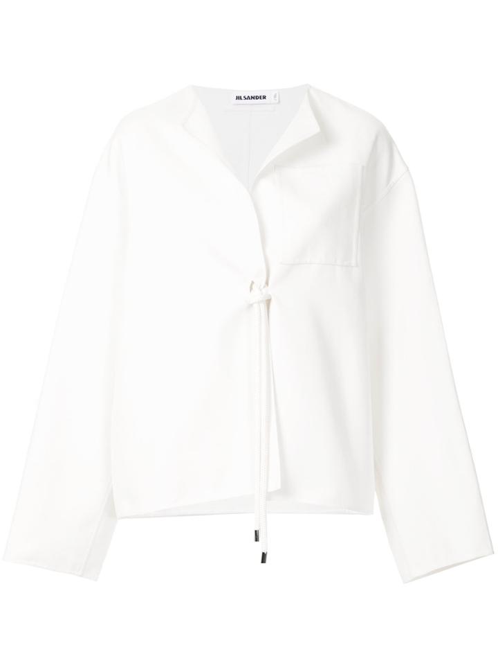 Jil Sander Rope Detail Collarless Jacket - White