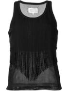 Maison Margiela Fringed Mesh Tank Top, Women's, Size: Medium, Black, Silk/cotton/acetate