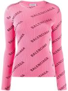 Balenciaga All-over Logo Jumper - Pink