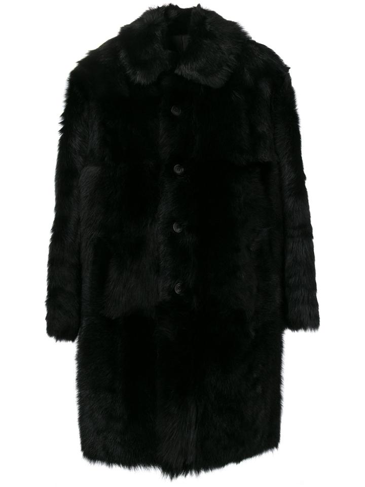 Prada Reversible Faux Fur Coat - Black