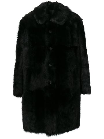 Prada Reversible Faux Fur Coat - Black