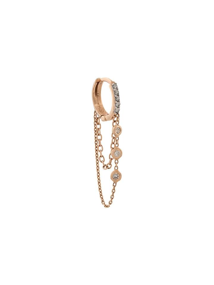 Kismet By Milka 14kt Rose Gold 3 Diamond Solitaire Chainy Hoop