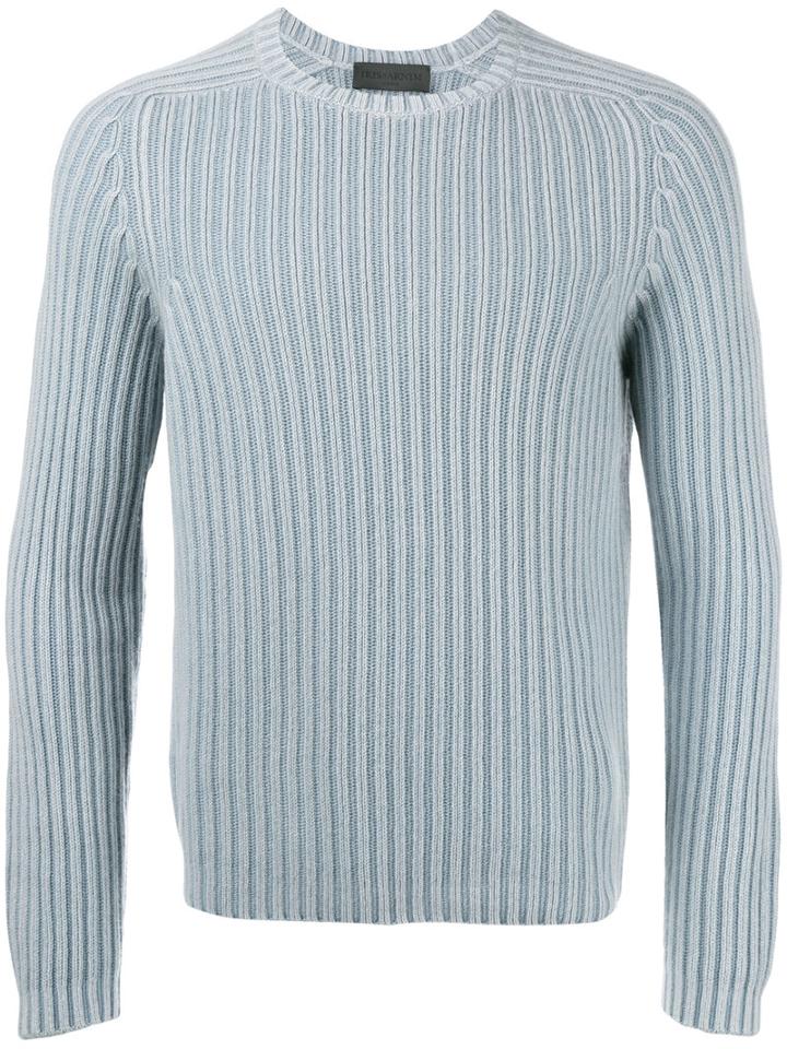 Iris Von Arnim Ribbed Jumper, Men's, Size: Large, Grey, Cashmere