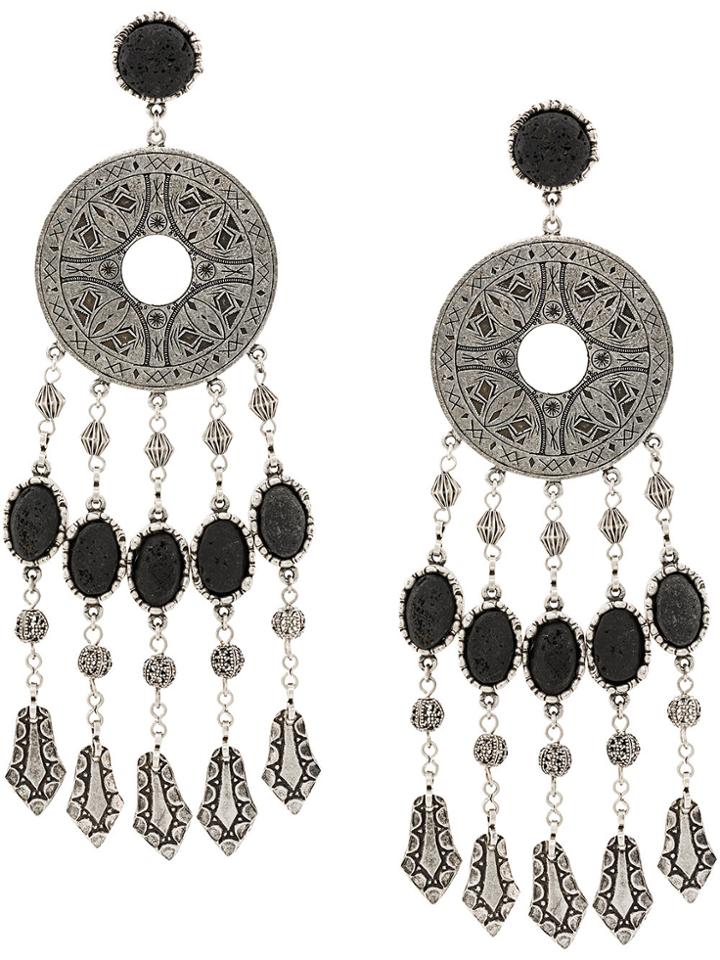 Saint Laurent Disc Drop Earring - Metallic