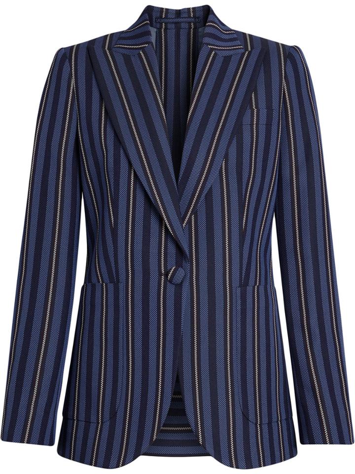 Burberry Collegiate Stripe Wool Blend Blazer - Blue