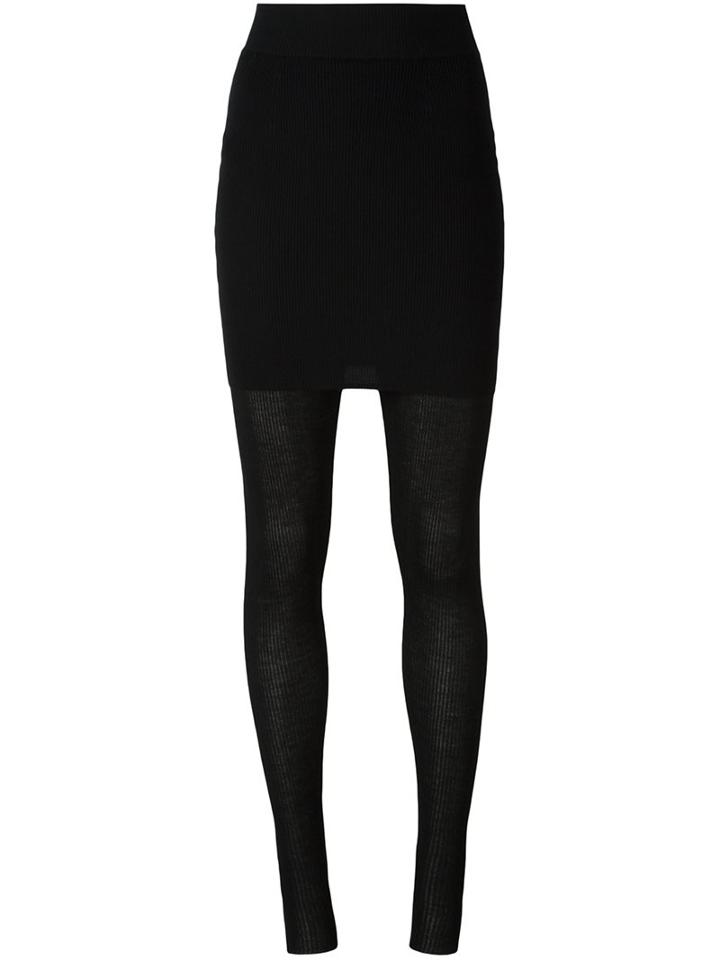 Dolce & Gabbana Overlay Leggings, Women's, Size: 42, Black, Silk/cashmere