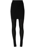 Dolce & Gabbana Overlay Leggings, Women's, Size: 42, Black, Silk/cashmere