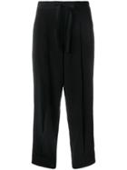 Y's Pleated Tie Waist Trousers - Black