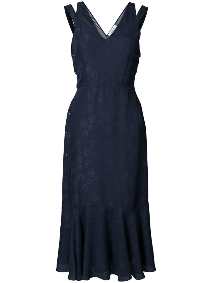 Derek Lam 10 Crosby Long Double-strap Dress With Ruffle Hem - Blue