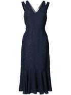 Derek Lam 10 Crosby Long Double-strap Dress With Ruffle Hem - Blue