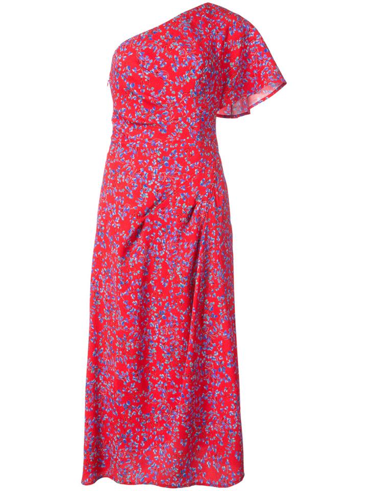 Carolina Herrera Leaf Printed Drape Gown - Red